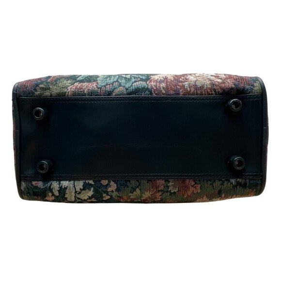 Atlantic Women’s Green Floral Tapestry Zippered Duffel Bag with Leather Handles - Picture 8 of 13